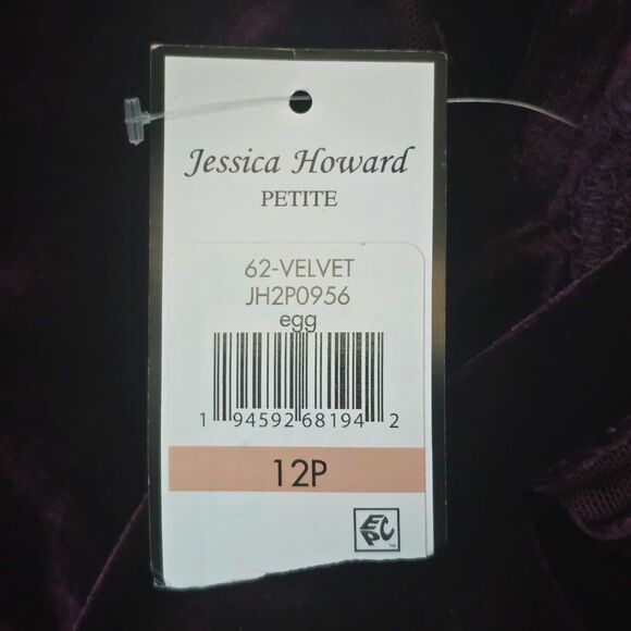 NWT Jessica Howard Wine Velvet Shift Dress 12P Petite - Picture 12 of 14
